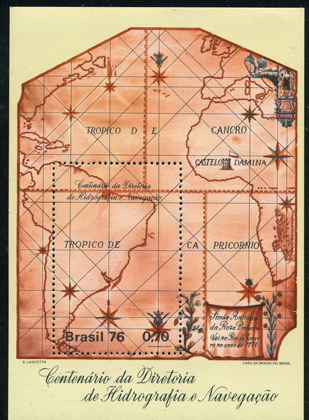 Brazil 1976 Navigation Map souvenir sheet unmounted mint.