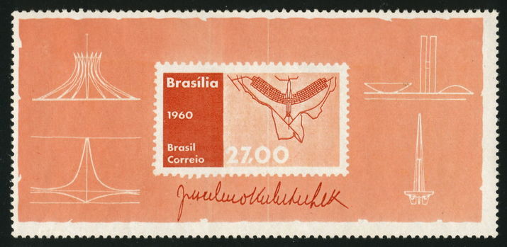 Brazil 1960 Pres Kubitschek souvenir sheet lightly mounted mint.