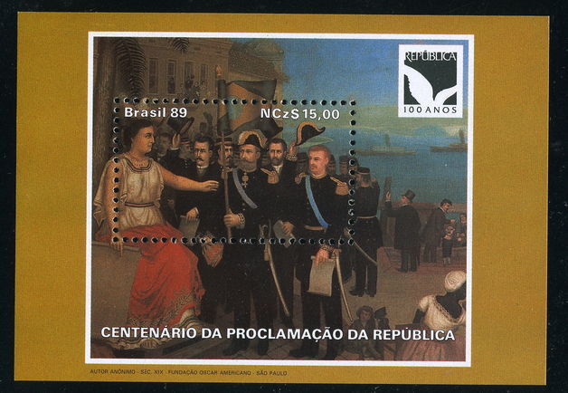 Brazil 1989 Centenary of Republic souvenir sheet unmounted mint.
