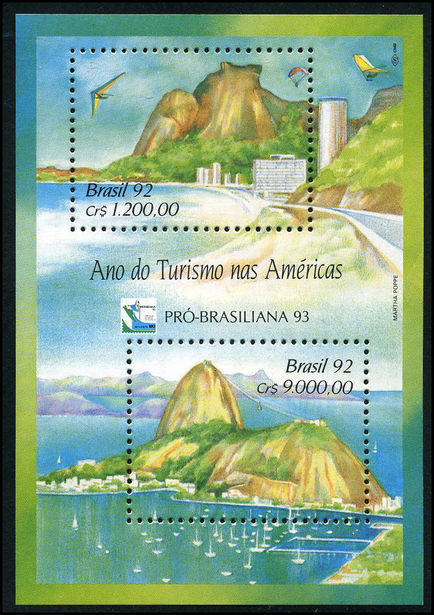 Brazil 1992 Tourist Year souvenir sheet unmounted mint.
