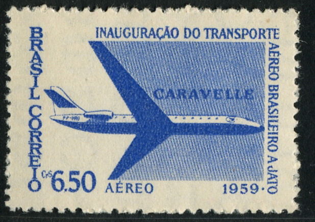 Brazil 1959 Caravelle Airplanes lightly mounted mint.