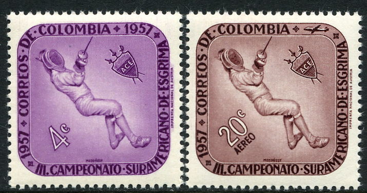 Colombia 1957 Fencing Championship Sport unmounted mint.