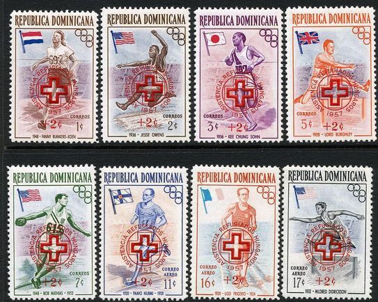 Dominican Republic 1957 Olympic Hungarian Refugees Red Cross set unmounted mint.
