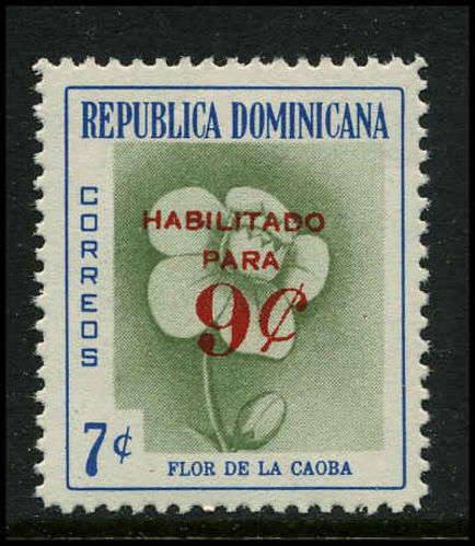 Dominican Republic 1960/61 9c on 7c mahogany flower unmounted mint.