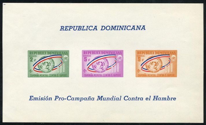 Dominican Republic 1963 Freedom From Hunger souvenir sheet lightly mounted mint.