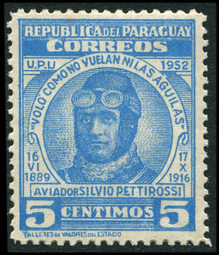Paraguay 1954 5c Silvio Pettirossi Aviatrix unmounted mint.