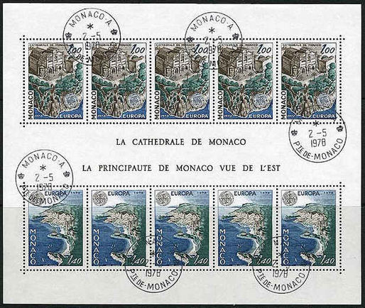 Monaco 1978 Europa souvenir sheet first day fine used