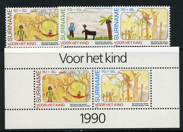 Suriname 1990 Child Welfare set and souvenir sheet unmounted mint.