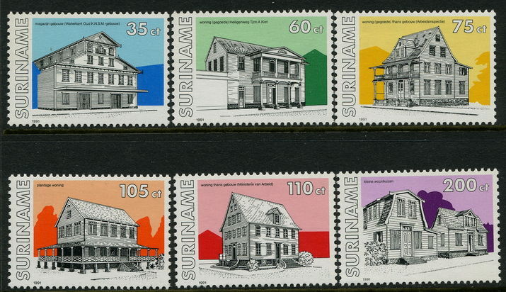 Suriname 1991 Buildings set unmounted mint.