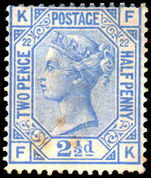 1881 2½d blue plate 22 crown unmounted mint with tone spots.