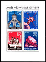 Haiti 1958 International Geophysical Year souvenir sheet lightly mounted mint.