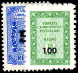 Turkey 1963 Provisional Official Surcharges unmounted mint.