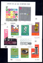 Mexico 1968 Olympic Games souvenir sheets unmounted mint.
