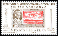 Mexico 1978 50th Anniversary of Mexico-Washington Flight by Emilio Carranza unmounted mint.