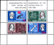 New Zealand 1969 Captain Cook souvenir sheet unmounted mint.
