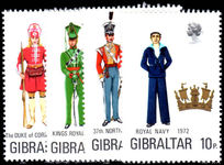 Gibraltar 1972 Military Uniforms (4th series) unmounted mint.