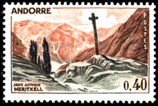 French Andorra 1965 40c Gothic Cross unmounted mint.