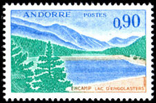 French Andorra 1971 90c Engolasters Lake unmounted mint.