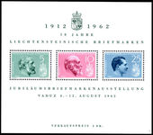 Liechtenstein 1962 50th anniversary of first stamp souvenir sheet unmounted mint.
