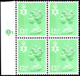 Northern Ireland 1971-93 12½p light emerald perf 15x14 Questa Litho block of 4 unmounted mint.