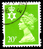 Northern Ireland 1993-2000 20p bright green Litho Questa elliptical perf fine used.