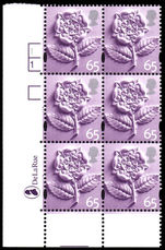 2001-02 65p Gravure Pictorial cylinder block of 6 unmounted mint.