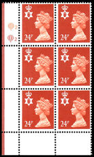Northern Ireland 1989 24p Indian red litho cylinder block 2 unmounted mint.
