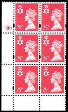 Northern Ireland 1993 25p red litho cylinder block 1 unmounted mint.