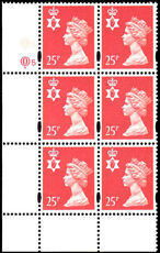 Northern Ireland 1994 25p red litho cylinder block 5 unmounted mint.