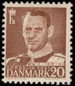 Denmark 1948-55 20ø brown unmounted mint.