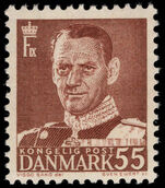 Denmark 1948-55 55ø brown unmounted mint.