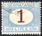 Italy 1870-1925 1l brown and blue postage due fine used.