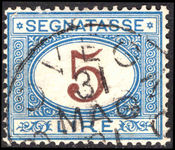 Italy 1870-1925 5l brown and blue postage due fine used.
