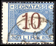 Italy 1870-1925 10l brown and blue postage due fine used.