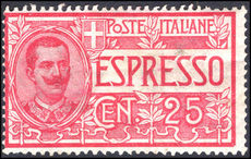 Italy 1903 25c rose Express mounted mint.