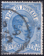 Italy 1884-86 20c blue parcel post used (few nibbled perfs)