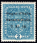 Venezia Giulia 1918 2k blue mounted mint.