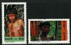Brazil 1991 Native Yanomami Indians set unmounted mint.