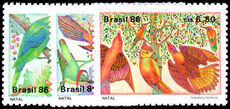 Brazil 1986 Christmas Birds unmounted mint.