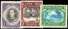 Cook Islands 1944-46 three top values hinged mint.