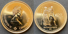 Canada 1976 $100 Olympics fine gold 0.5830 pure (14k). 13.3375 grams.. 