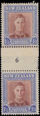 New Zealand 1947-52 1sh3d coil-join pair top stamp lightly hinged.