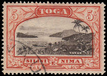 Tonga 1942-49 5/- watermark Script CA fine used.