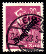 Germany 1923 20pf Official Wmk Horiz Forged Cancel Cat £200 as genuine handstamped on reverse Stempelfalschung Infla.