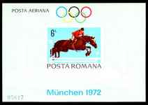 Romania 1972 Olympic Horse Show Jumping souvenir sheet unmounted mint.