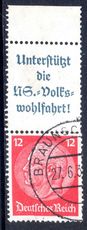 Third Reich 1933 booklet label plus12pf wmk swastika fine used.