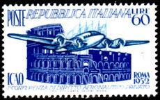 Italy 1952 Savoia Marcheti airplane mint lightly hinged.