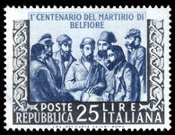 Italy 1952 Centenary of Martyrdom of Belfiore lightly mounted mint.