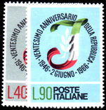 Italy 1966 Anniversary of The Republic unmounted mint.