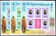 Antigua 1981 Royal Wedding sheetlets unmounted mint.